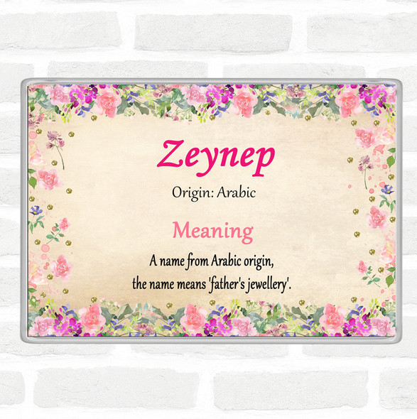 Zeynep Name Meaning Jumbo Fridge Magnet Floral