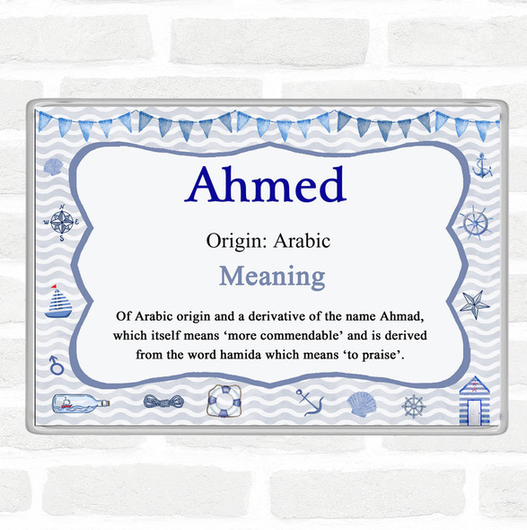 Ahmed Name Meaning Jumbo Fridge Magnet Nautical