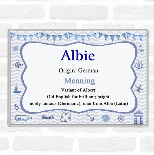 Albie Name Meaning Jumbo Fridge Magnet Nautical
