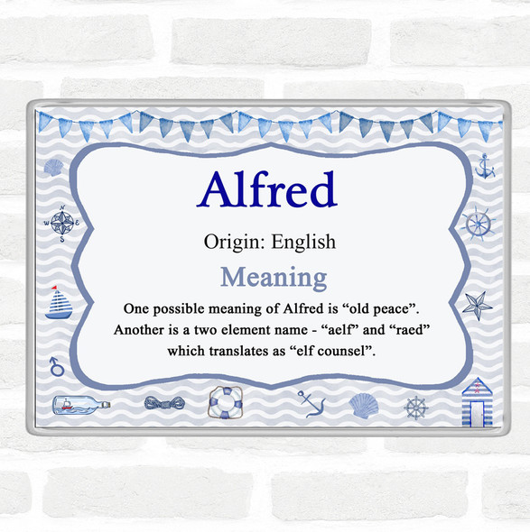 Alfred Name Meaning Jumbo Fridge Magnet Nautical