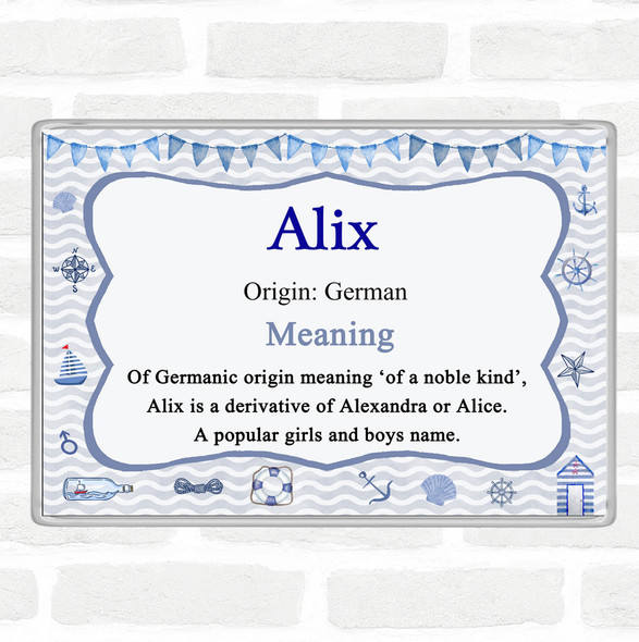 Alix Name Meaning Jumbo Fridge Magnet Nautical