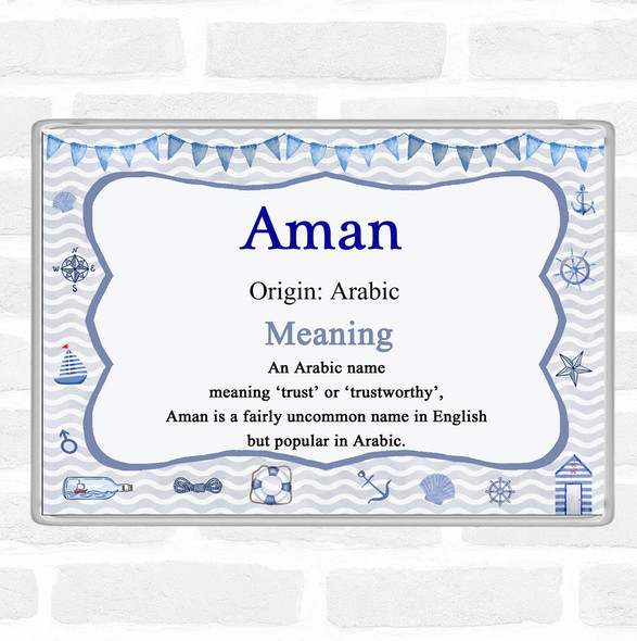 Aman Name Meaning Jumbo Fridge Magnet Nautical