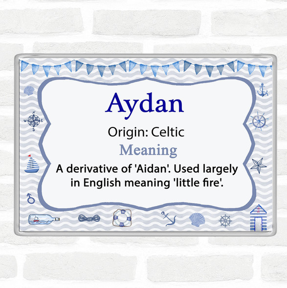 Aydan Name Meaning Jumbo Fridge Magnet Nautical