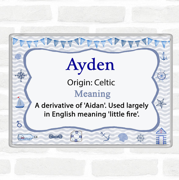 Ayden Name Meaning Jumbo Fridge Magnet Nautical