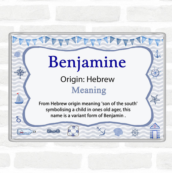 Benjamine Name Meaning Jumbo Fridge Magnet Nautical