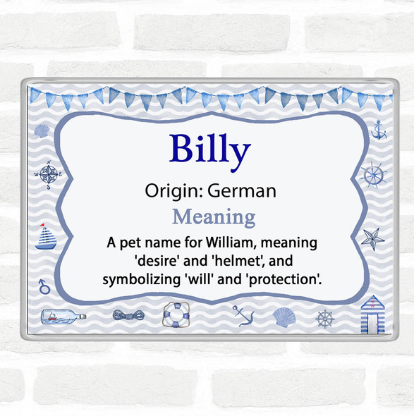 Billy Name Meaning Jumbo Fridge Magnet Nautical