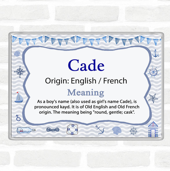 Cade Name Meaning Jumbo Fridge Magnet Nautical