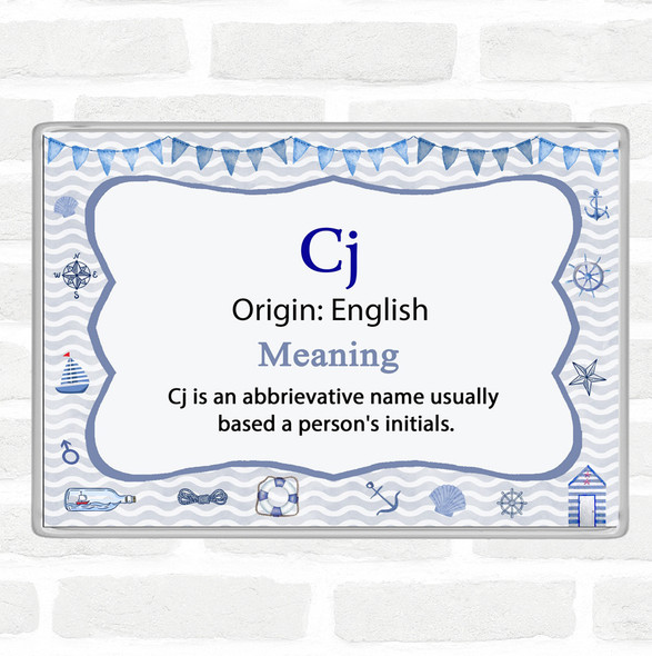 Cj Name Meaning Jumbo Fridge Magnet Nautical