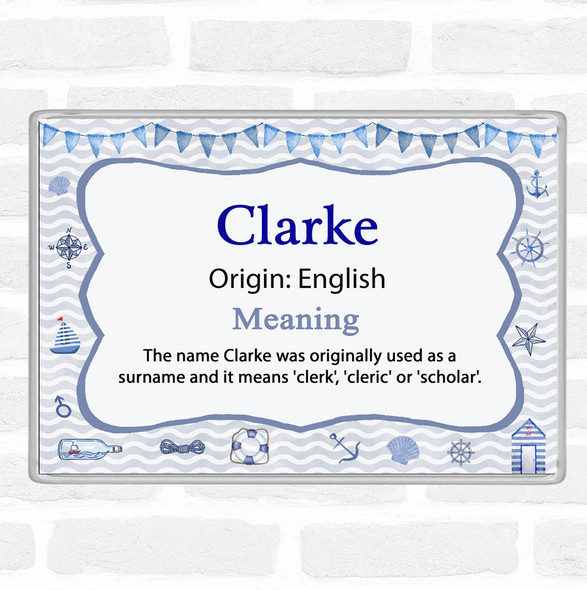 Clarke Name Meaning Jumbo Fridge Magnet Nautical