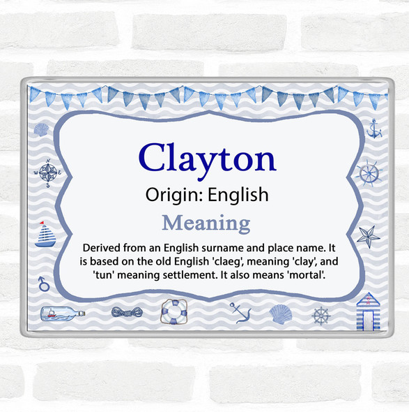 Clayton Name Meaning Jumbo Fridge Magnet Nautical