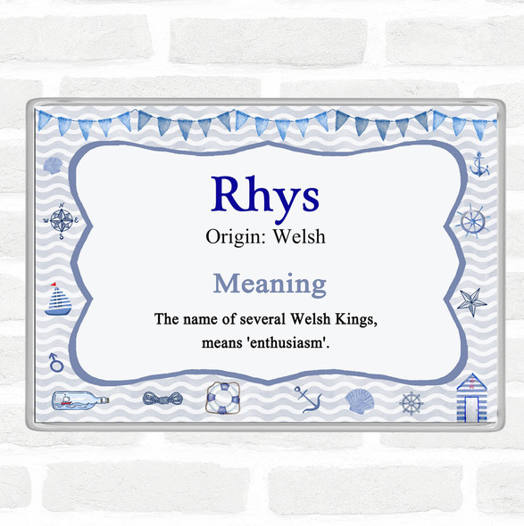 Rhys Name Meaning Jumbo Fridge Magnet Nautical