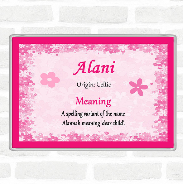 Alani Name Meaning Jumbo Fridge Magnet Pink
