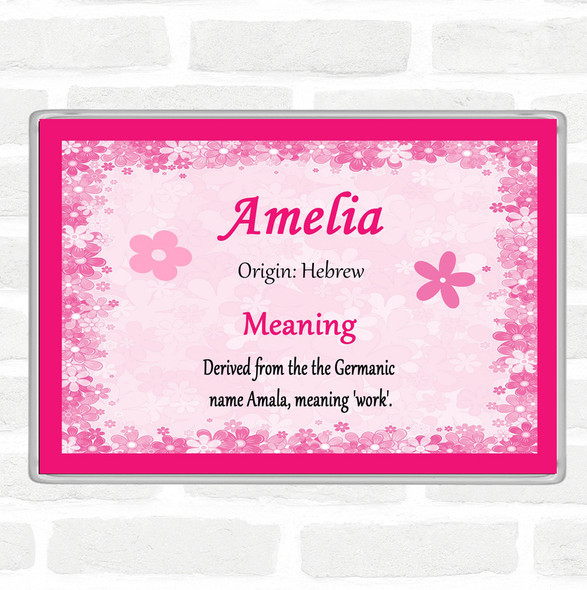 Amelia Name Meaning Jumbo Fridge Magnet Pink