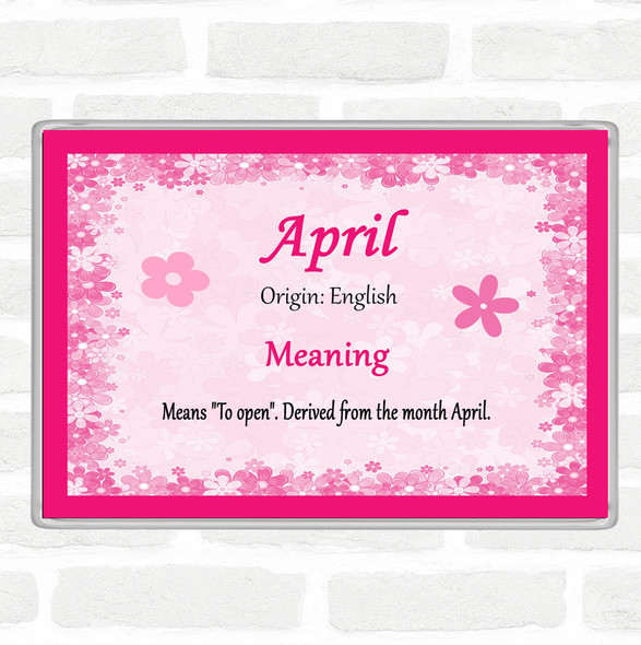 April Name Meaning Jumbo Fridge Magnet Pink