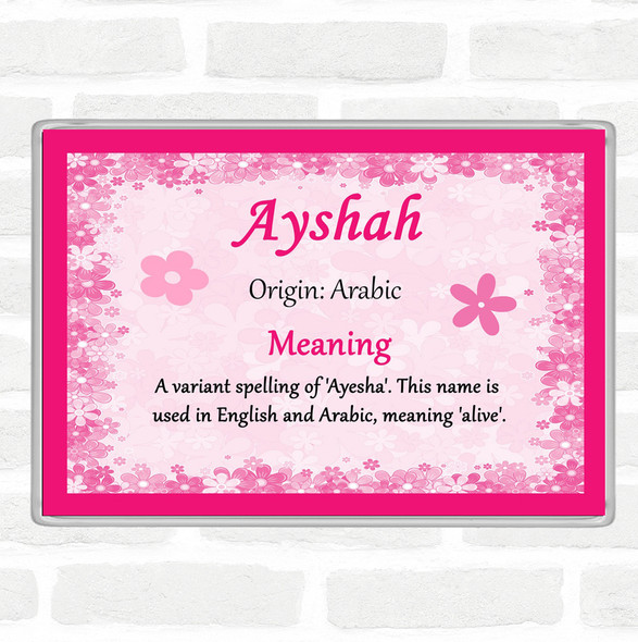 Ayshah Name Meaning Jumbo Fridge Magnet Pink