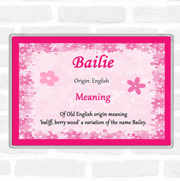 Bailie Name Meaning Jumbo Fridge Magnet Pink