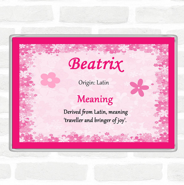 Beatrix Name Meaning Jumbo Fridge Magnet Pink