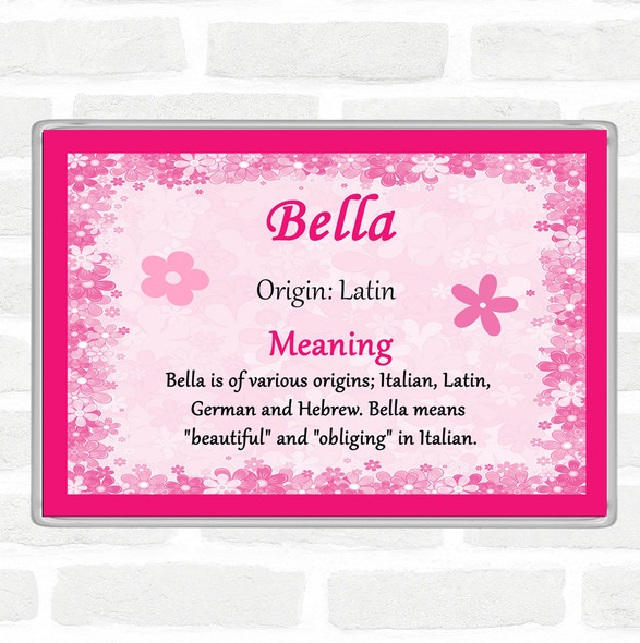 Bella Name Meaning Jumbo Fridge Magnet Pink