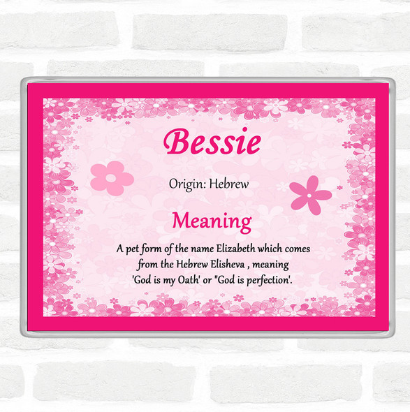 Bessie Name Meaning Jumbo Fridge Magnet Pink