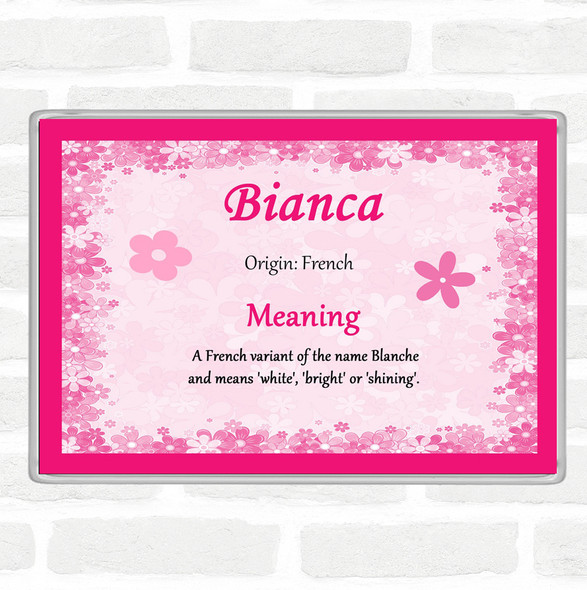 Bianca Name Meaning Jumbo Fridge Magnet Pink