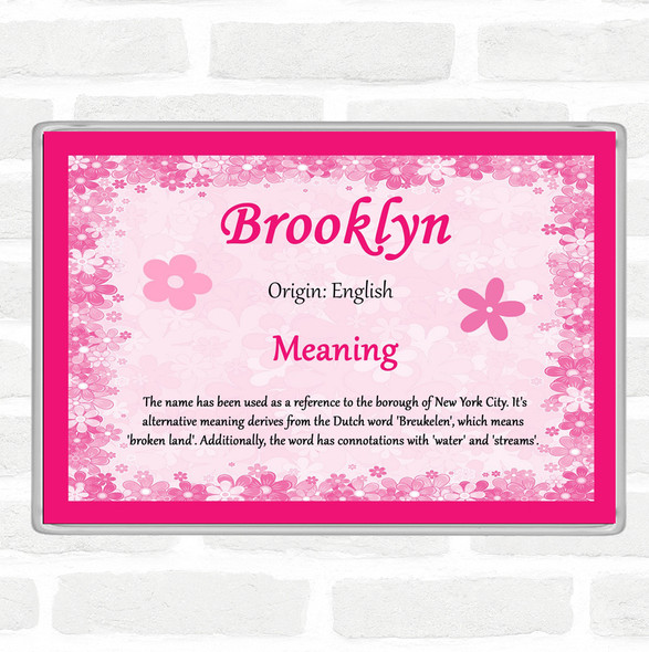 Brooklyn Name Meaning Jumbo Fridge Magnet Pink