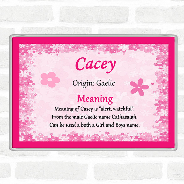 Cacey Name Meaning Jumbo Fridge Magnet Pink