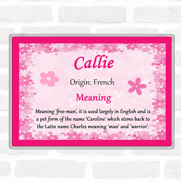Callie Name Meaning Jumbo Fridge Magnet Pink