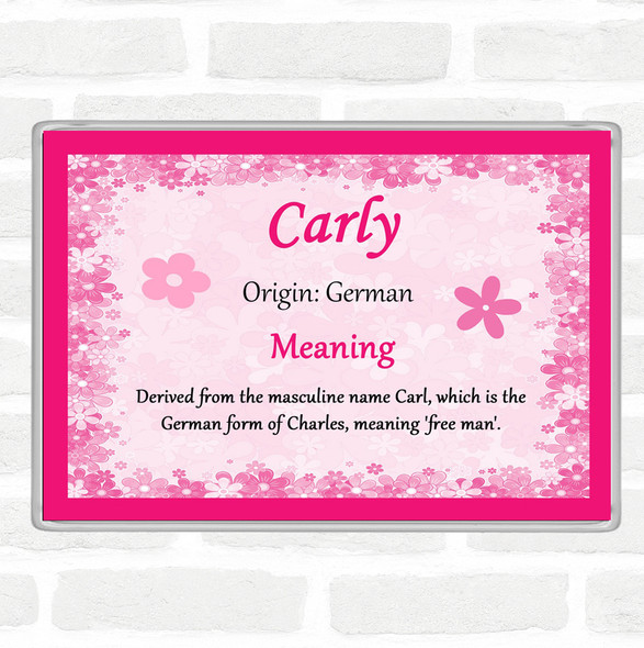 Carly Name Meaning Jumbo Fridge Magnet Pink