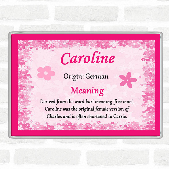 Caroline Name Meaning Jumbo Fridge Magnet Pink