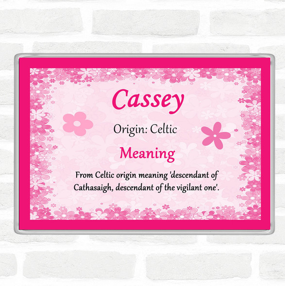 Cassey Name Meaning Jumbo Fridge Magnet Pink