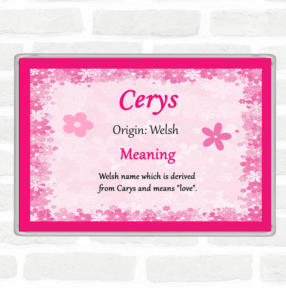 Cerys Name Meaning Jumbo Fridge Magnet Pink