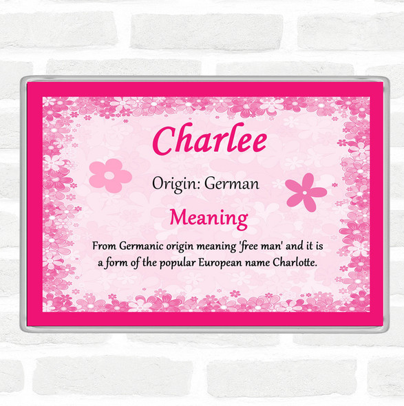 Charlee Name Meaning Jumbo Fridge Magnet Pink