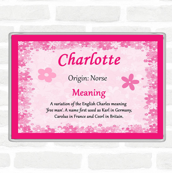 Charlotte Name Meaning Jumbo Fridge Magnet Pink