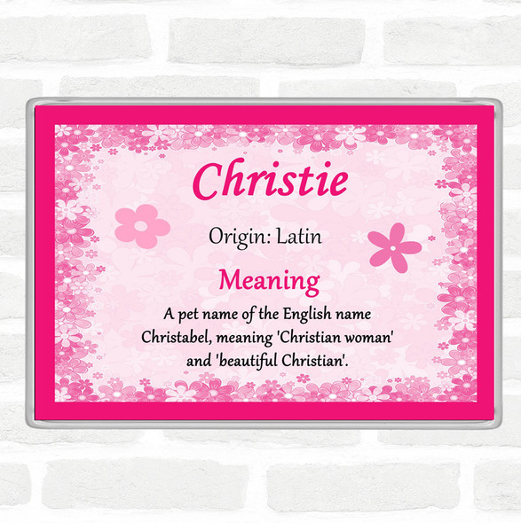 Christie Name Meaning Jumbo Fridge Magnet Pink