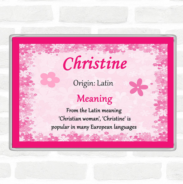 Christine Name Meaning Jumbo Fridge Magnet Pink