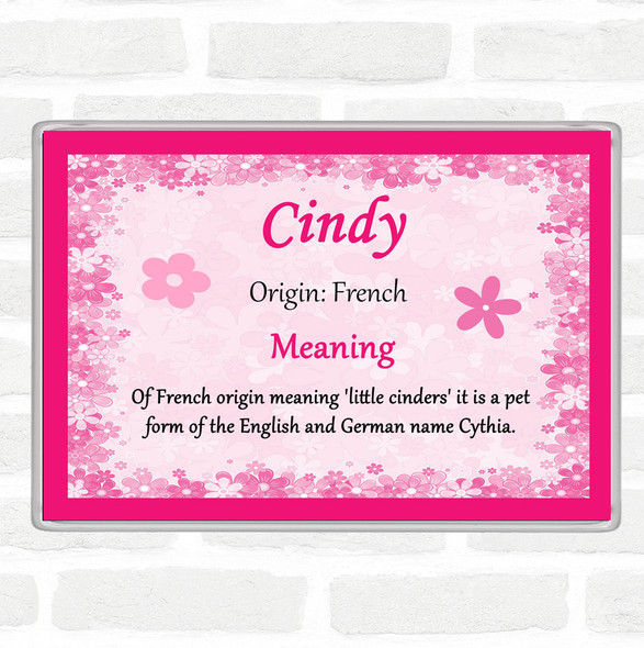 Cindy Name Meaning Jumbo Fridge Magnet Pink