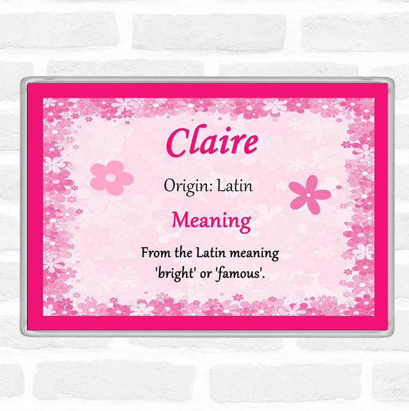 Claire Name Meaning Jumbo Fridge Magnet Pink