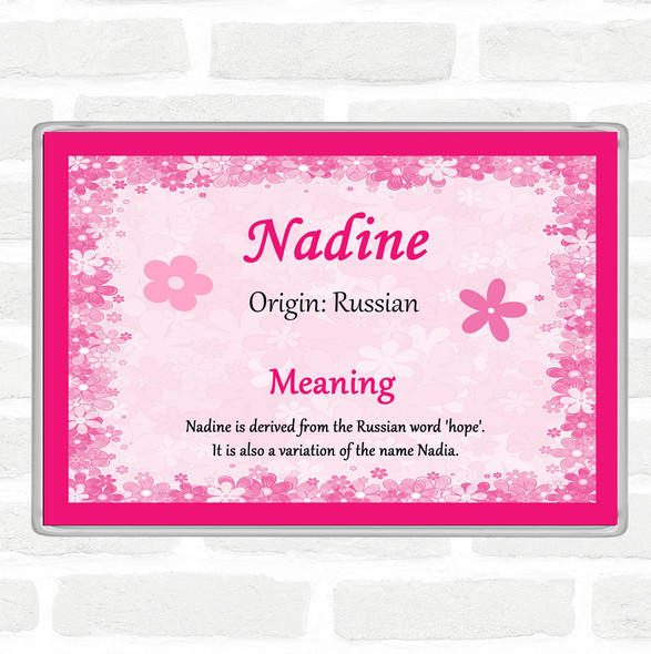 Nadine Name Meaning Jumbo Fridge Magnet Pink