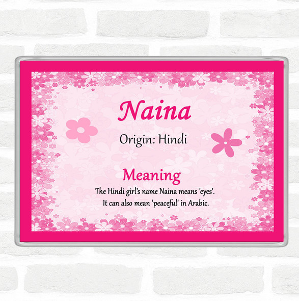 Naina Name Meaning Jumbo Fridge Magnet Pink