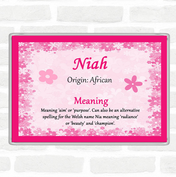 Niah Name Meaning Jumbo Fridge Magnet Pink