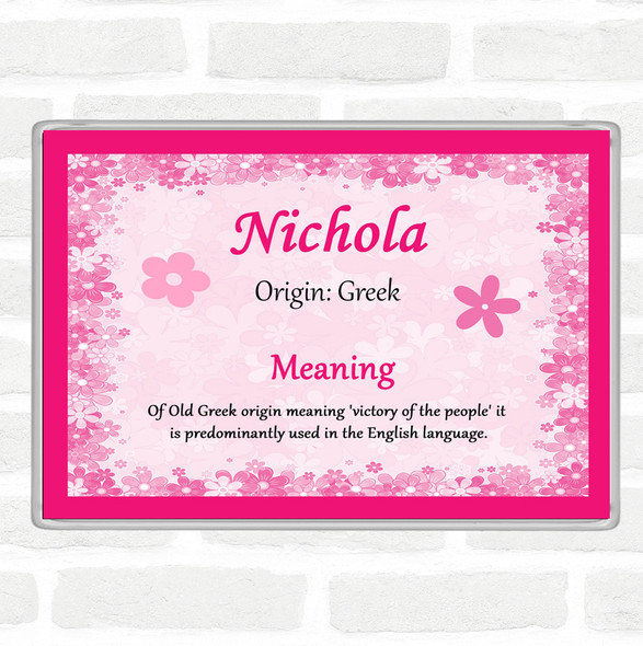 Nichola Name Meaning Jumbo Fridge Magnet Pink