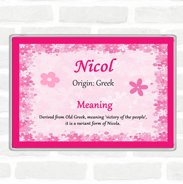 Nicol Name Meaning Jumbo Fridge Magnet Pink
