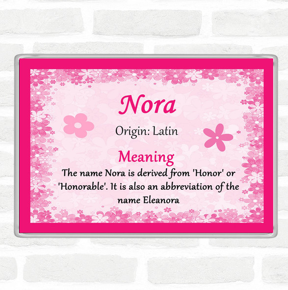 Nora Name Meaning Jumbo Fridge Magnet Pink