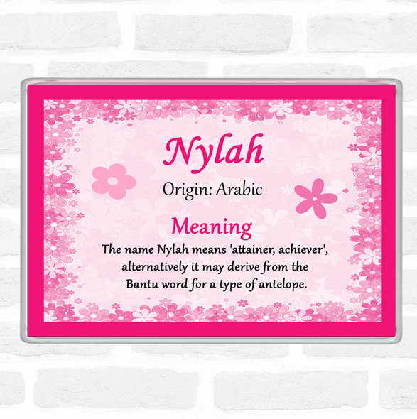Nylah Name Meaning Jumbo Fridge Magnet Pink