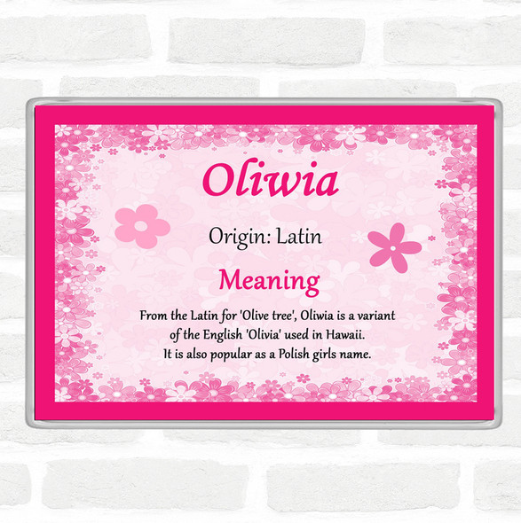 Oliwia Name Meaning Jumbo Fridge Magnet Pink