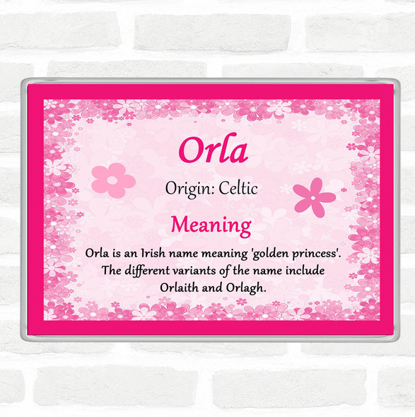 Orla Name Meaning Jumbo Fridge Magnet Pink