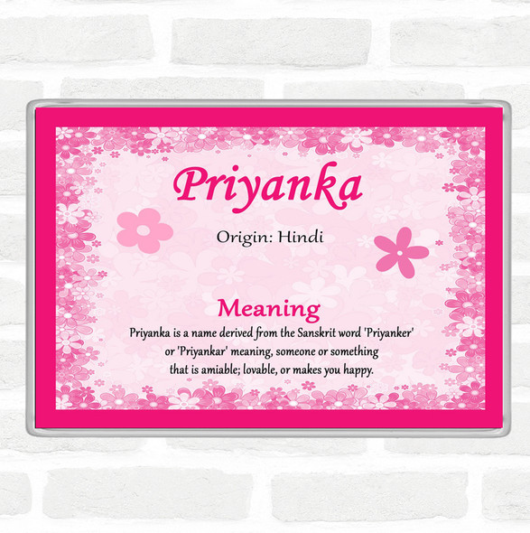 Priyanka Name Meaning Jumbo Fridge Magnet Pink