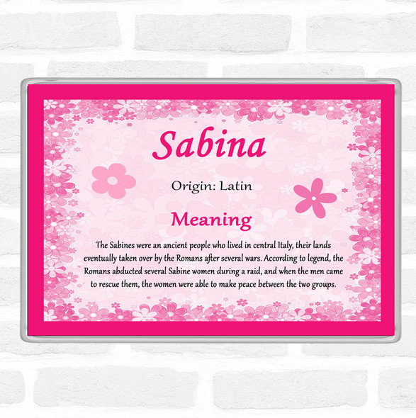 Sabina Name Meaning Jumbo Fridge Magnet Pink