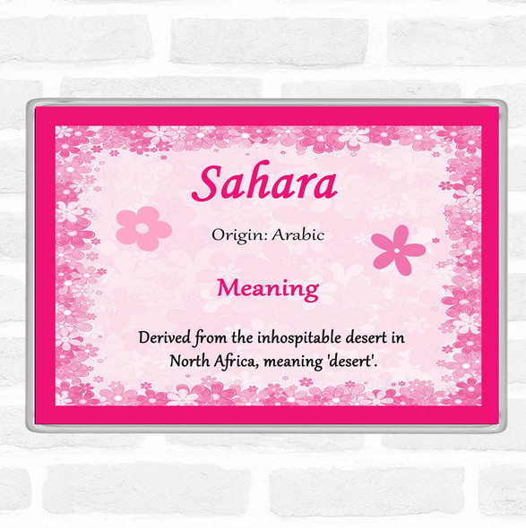 Sahara Name Meaning Jumbo Fridge Magnet Pink