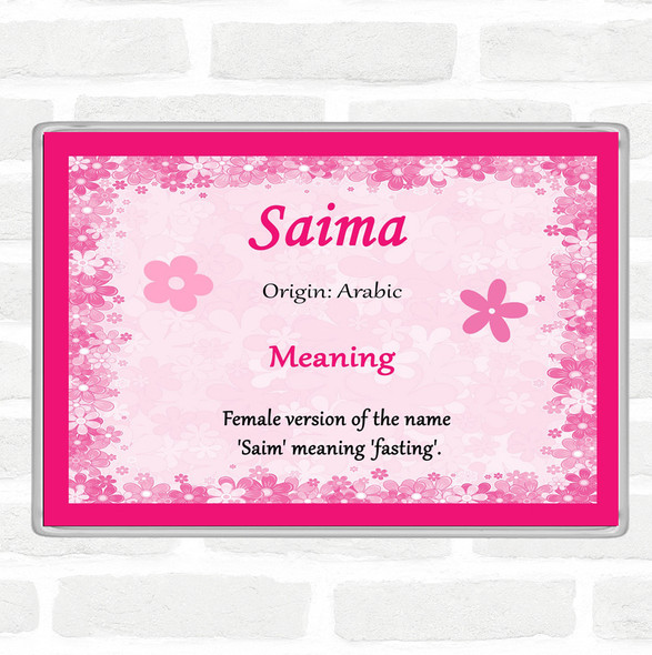 Saima Name Meaning Jumbo Fridge Magnet Pink